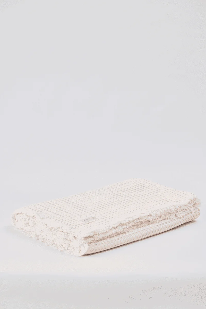 Плед вафельный, молочный 2