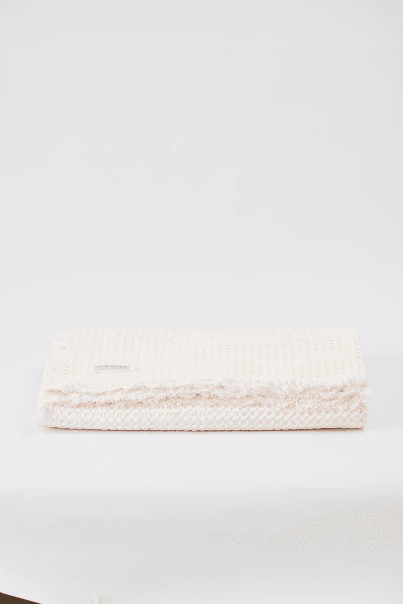 Плед вафельный, молочный