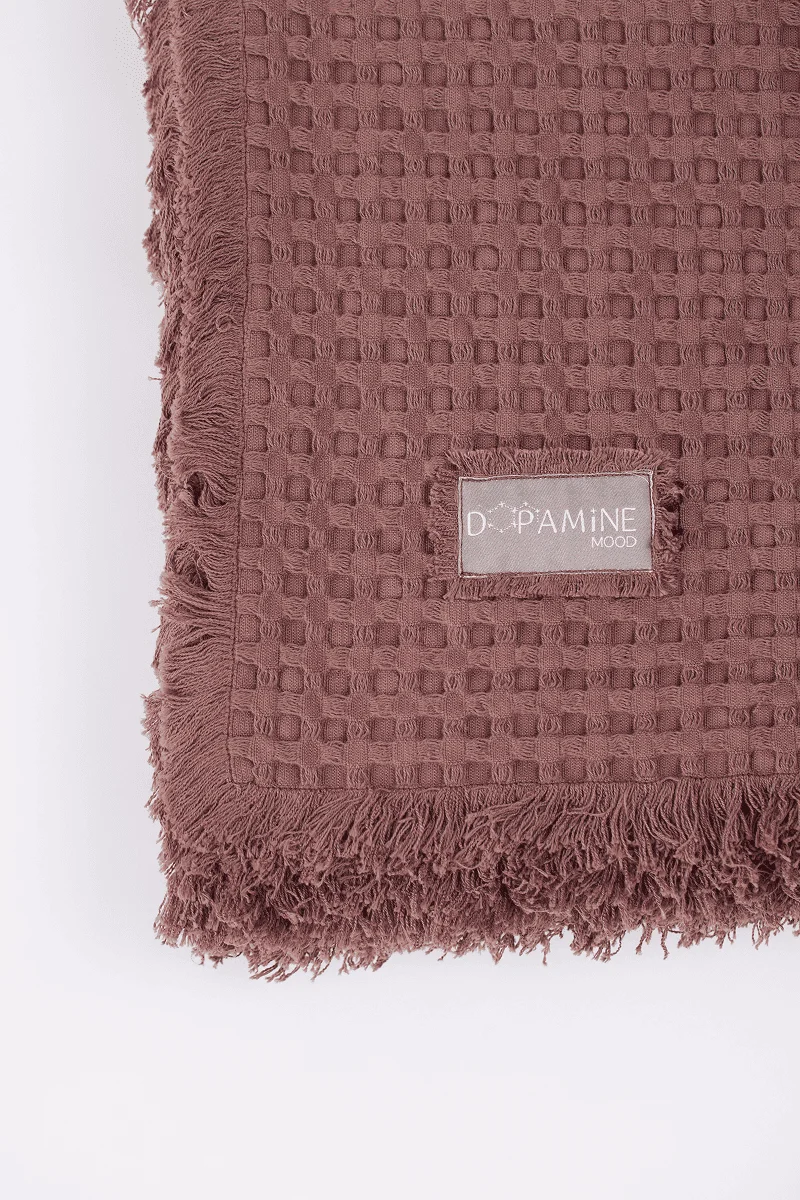 Плед вафельный, коричневый 3