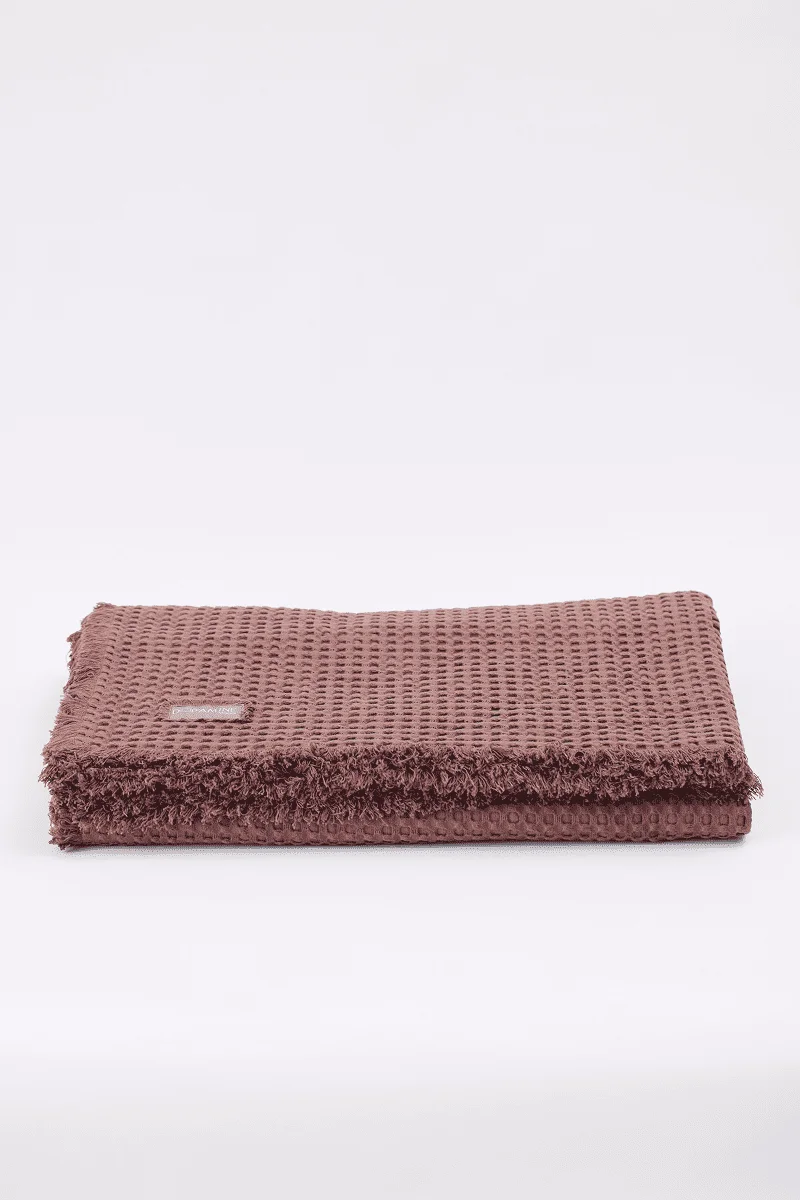 Плед вафельный, коричневый 5